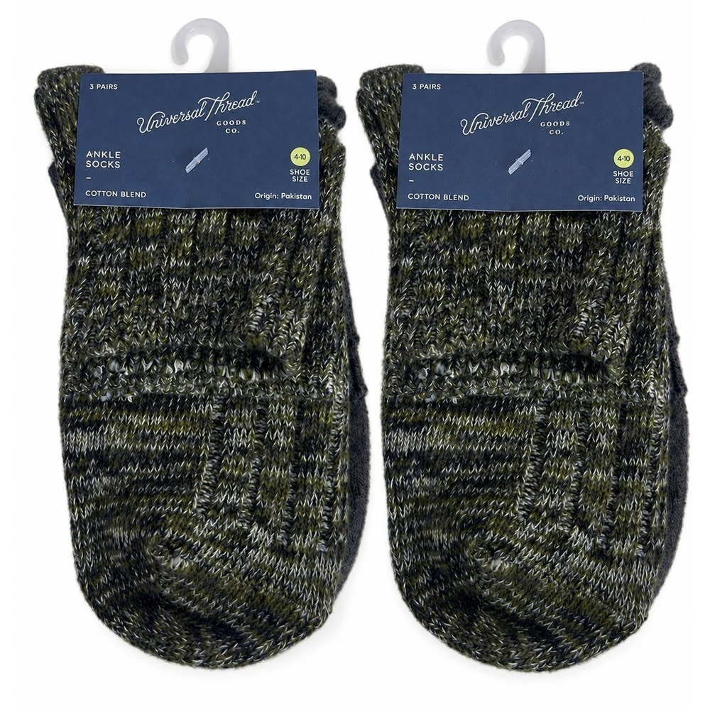 Lot of 2 Universal Thread Women's Ankle Socks 3 Pairs Shoe Size 4-10 Cotton Blen